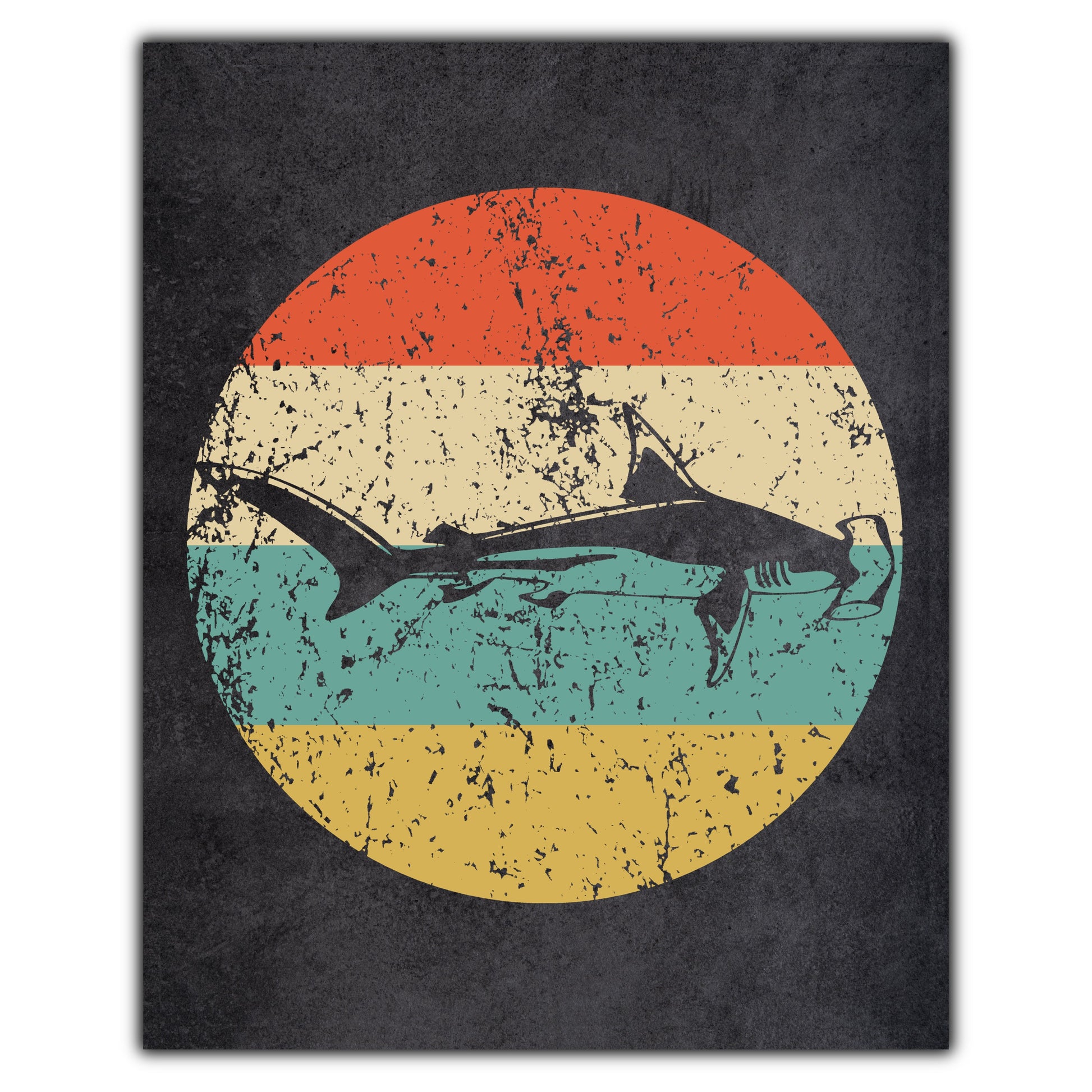 Great Hammerhead Shark Icon Retro 8"x10" Wall Art Print