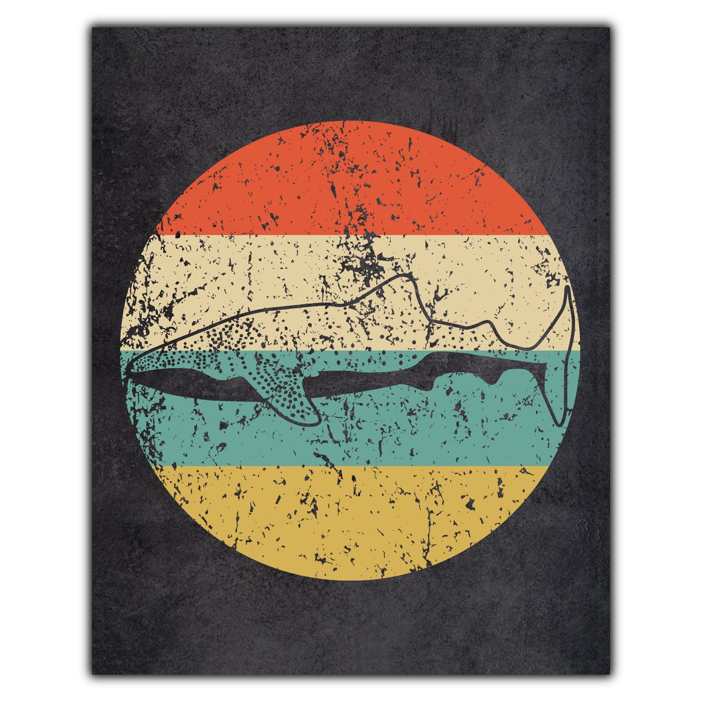 Whale Shark Icon Retro 8"x10" Wall Art Print