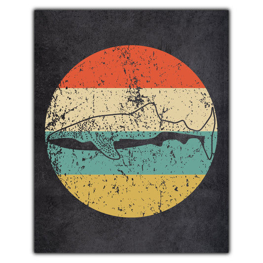 Whale Shark Icon Retro 8"x10" Wall Art Print