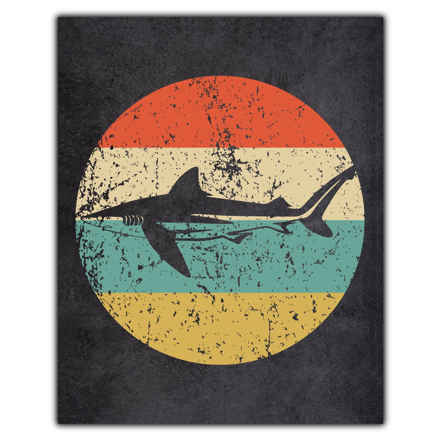 Tiger Shark Icon Retro 8"x10" Wall Art Print