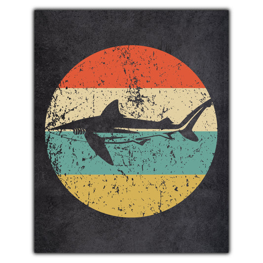 Tiger Shark Icon Retro 8"x10" Wall Art Print