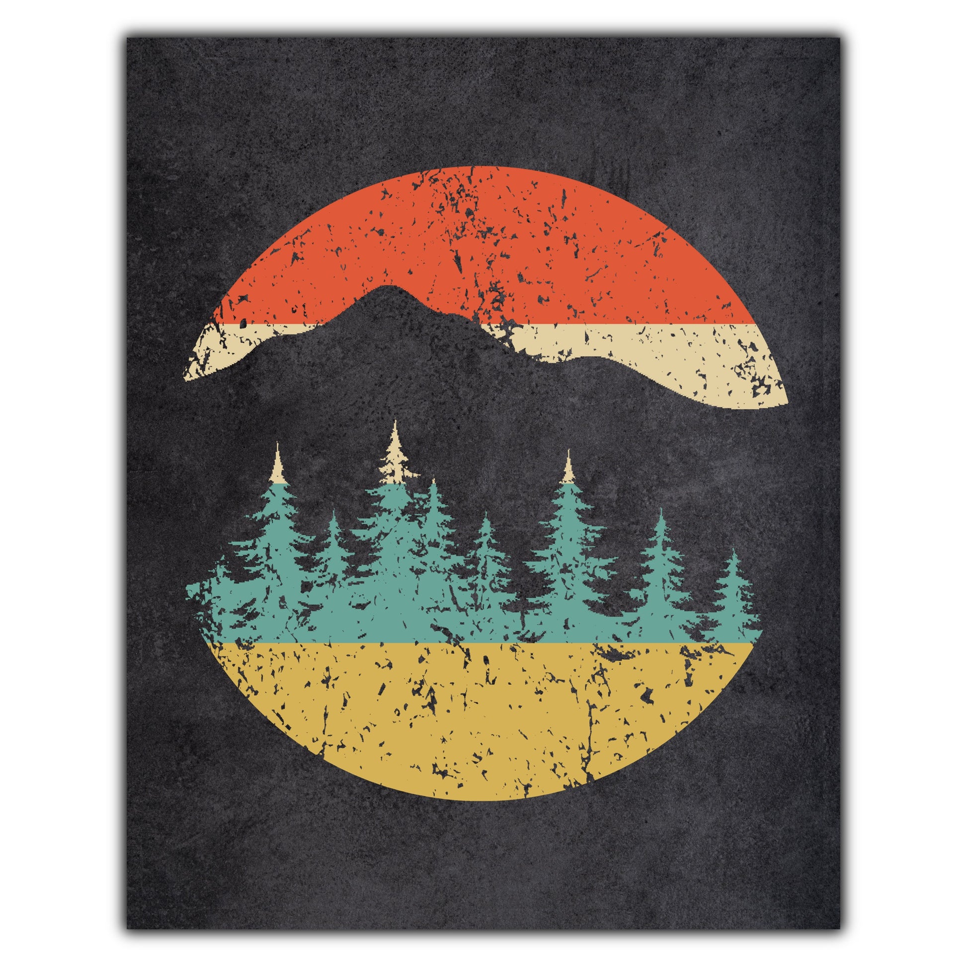 Outdoors Nature Camping Mountains And Trees Icon Retro 8"x10" Wall Art Print