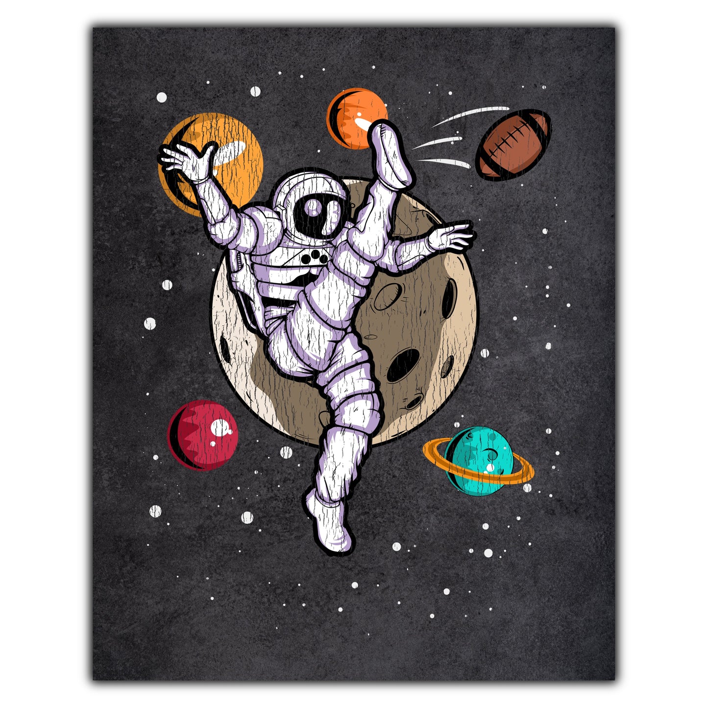 Punter Astronaut Outer Space Spaceman Football Distressed 8"x10" Wall Art Print