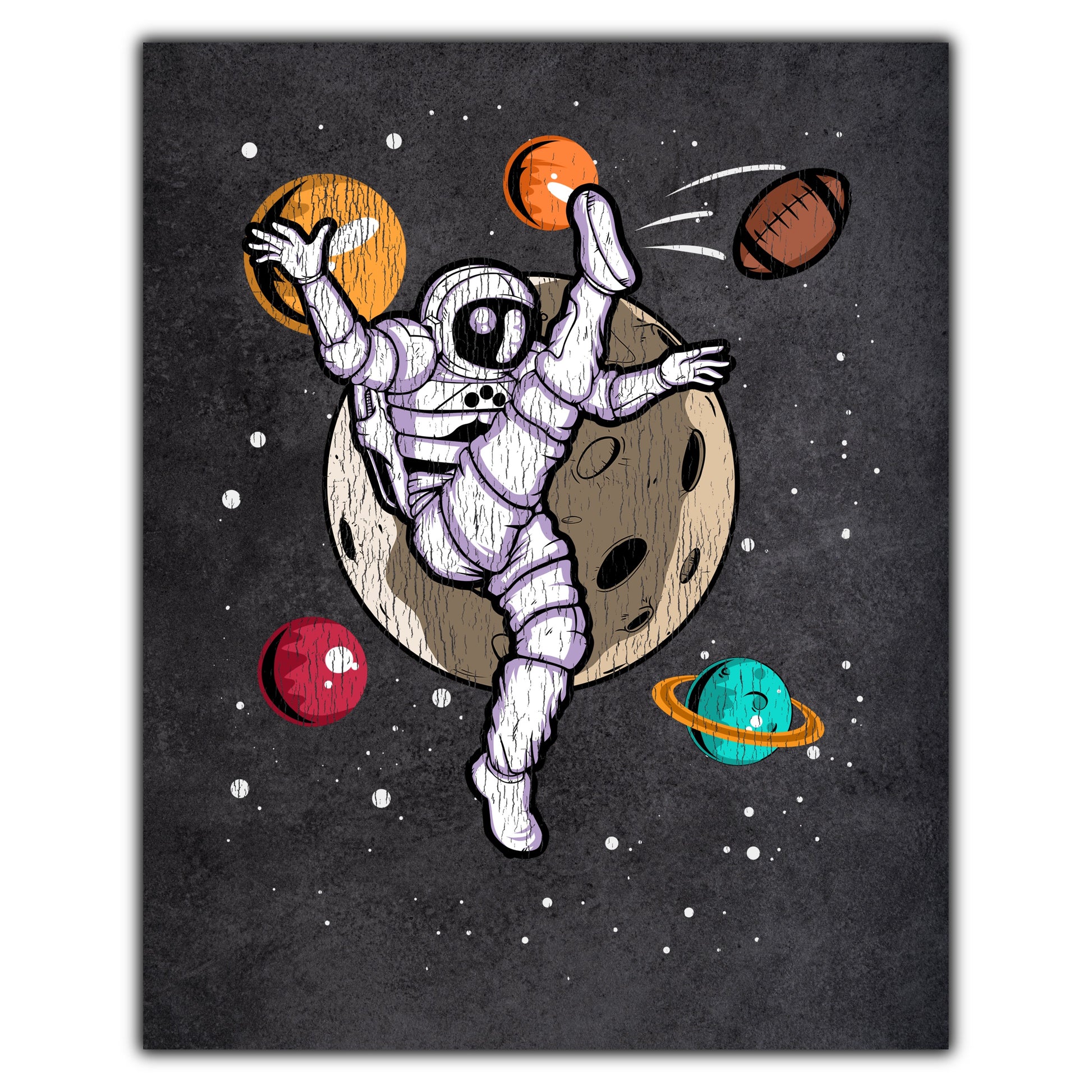 Punter Astronaut Outer Space Spaceman Football Distressed 8"x10" Wall Art Print