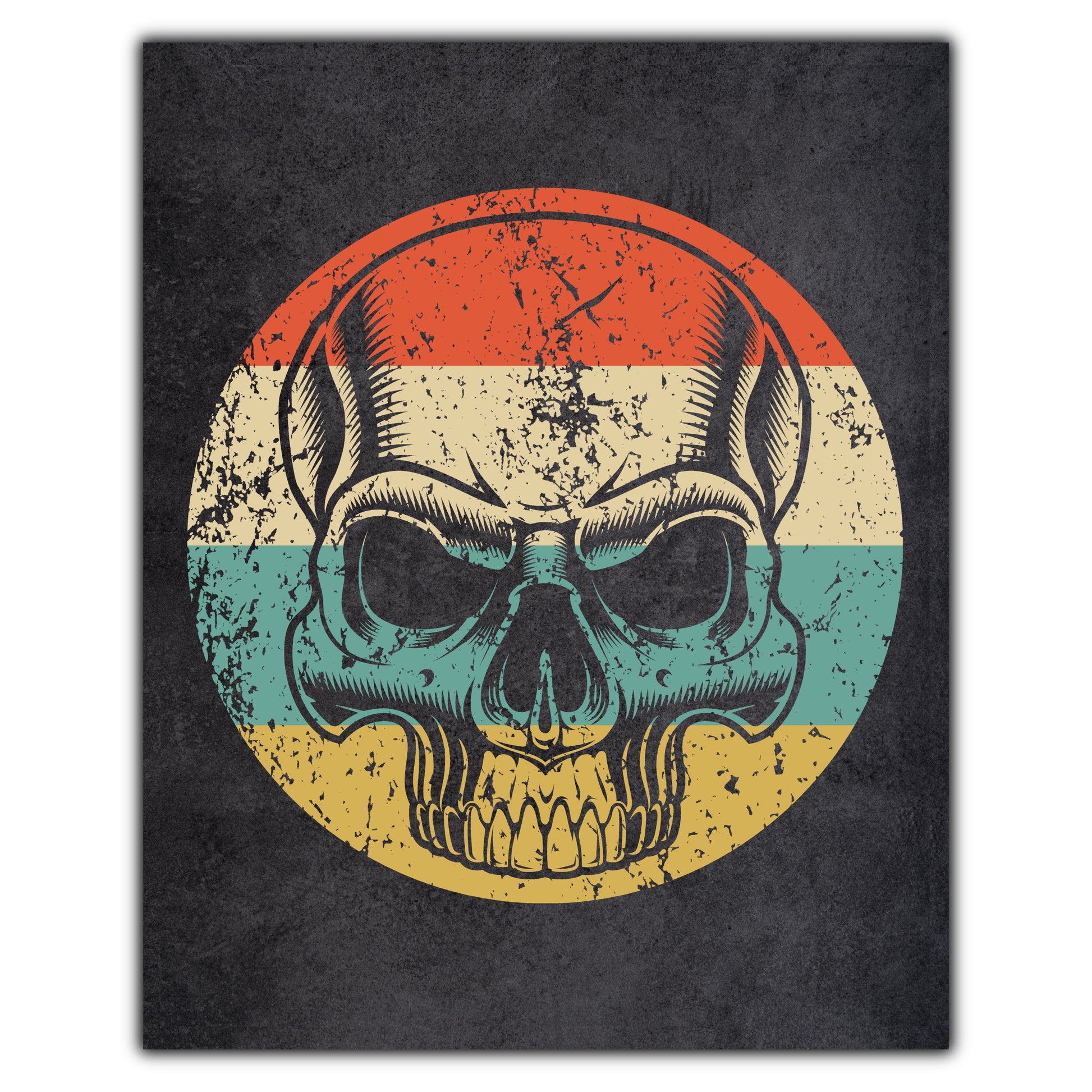 Skeleton Skull Icon Retro 8"x10" Wall Art Print