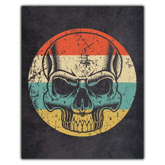 Skeleton Skull Icon Retro 8"x10" Wall Art Print