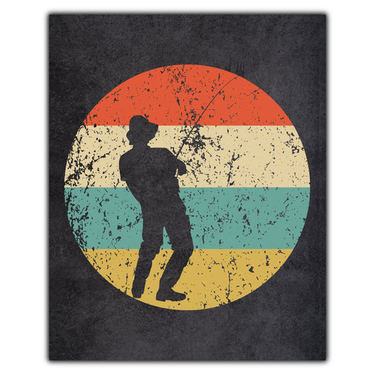 Fisherman Fishing Icon Retro 8"x10" Wall Art Print