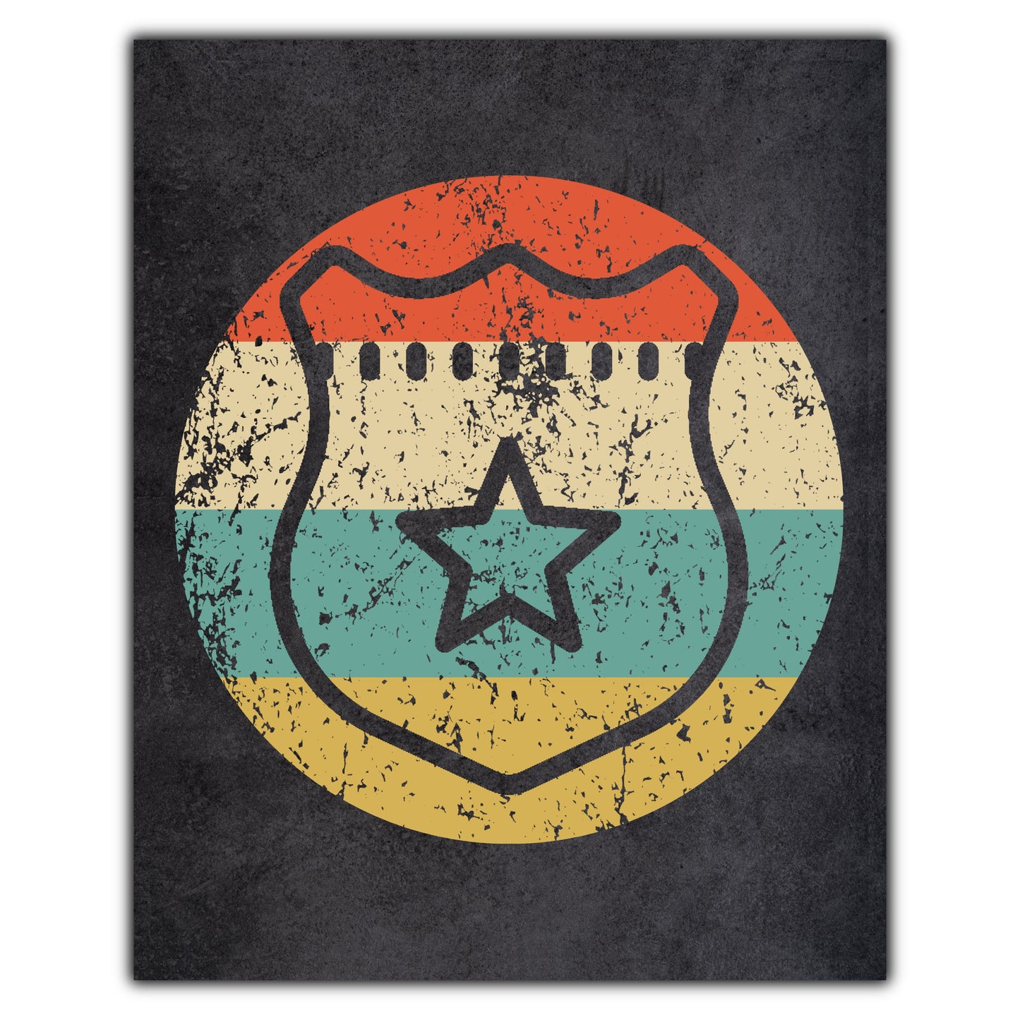 Police Badge Policeman Icon Retro 8"x10" Wall Art Print