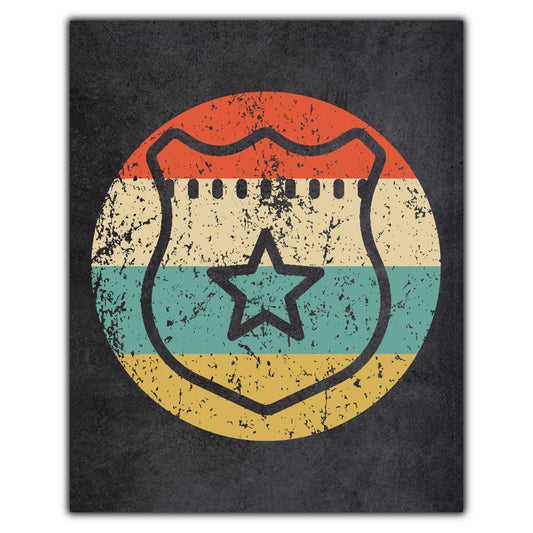 Police Badge Policeman Icon Retro 8"x10" Wall Art Print