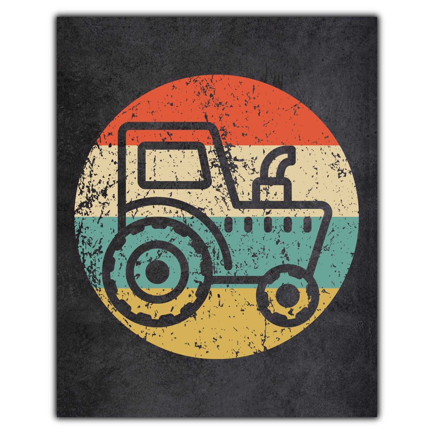 Farming Tractor Farmer Icon Retro 8"x10" Wall Art Print