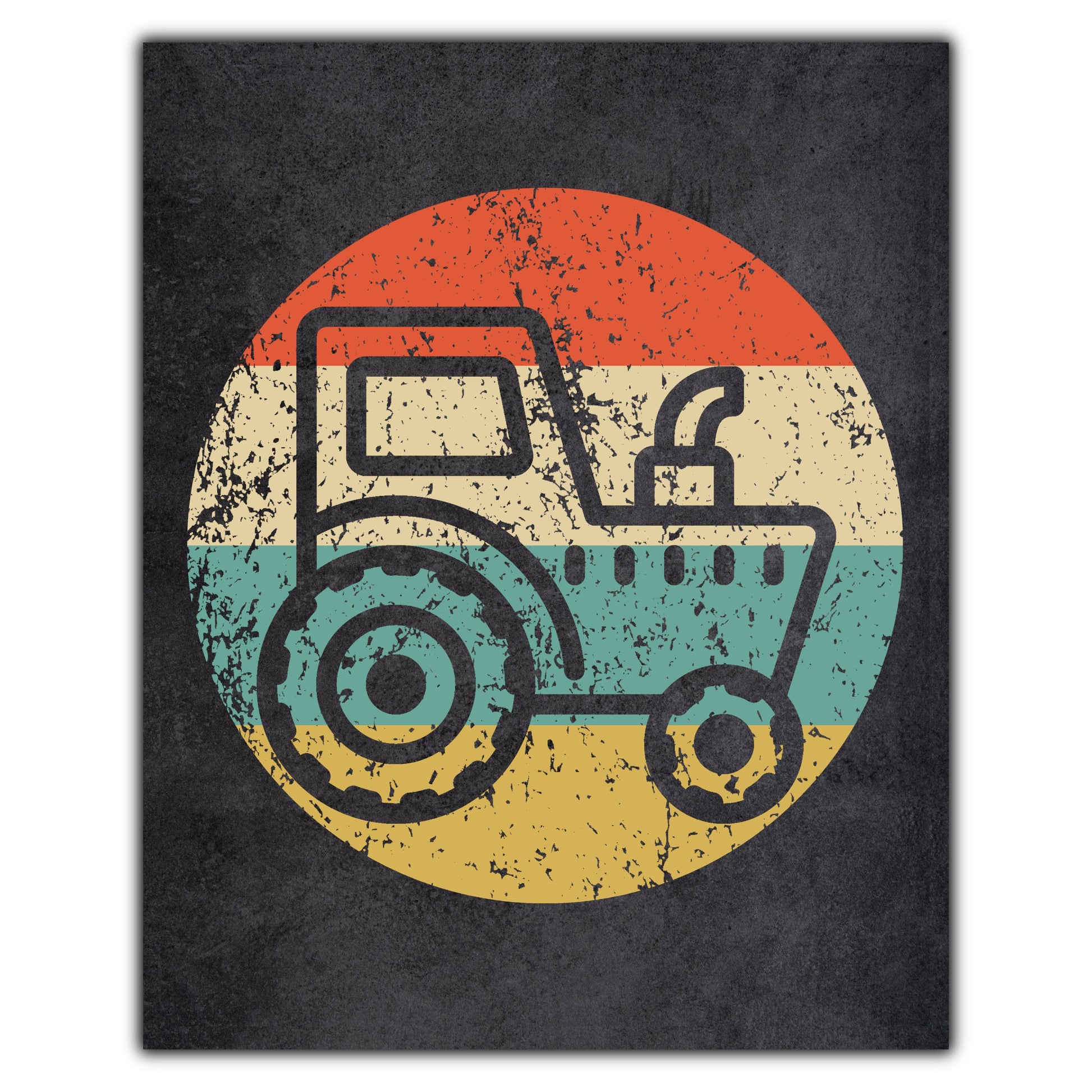 Farming Tractor Farmer Icon Retro 8"x10" Wall Art Print