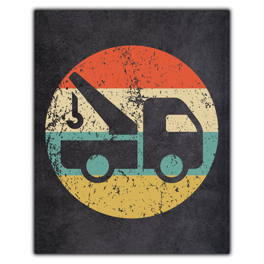 Tow Truck Icon Retro 8"x10" Wall Art Print