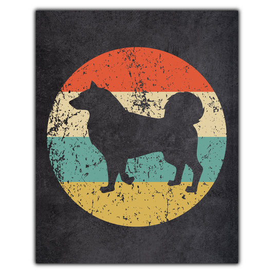 Alaskan Malamute Dog Icon Retro 8"x10" Wall Art Print