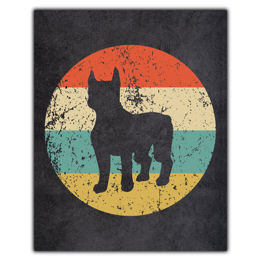 Boston Terrier Dog Icon Retro 8"x10" Wall Art Print