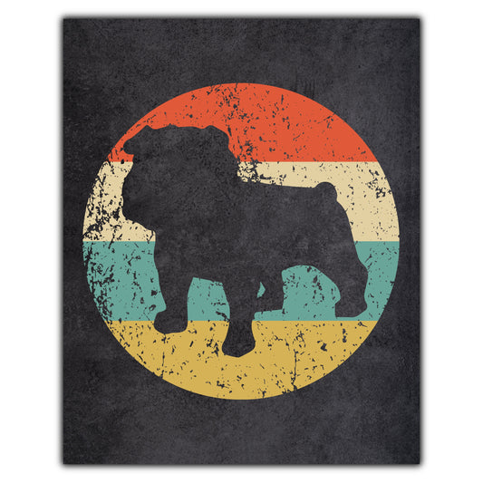 English Bulldog Dog Icon Retro 8"x10" Wall Art Print