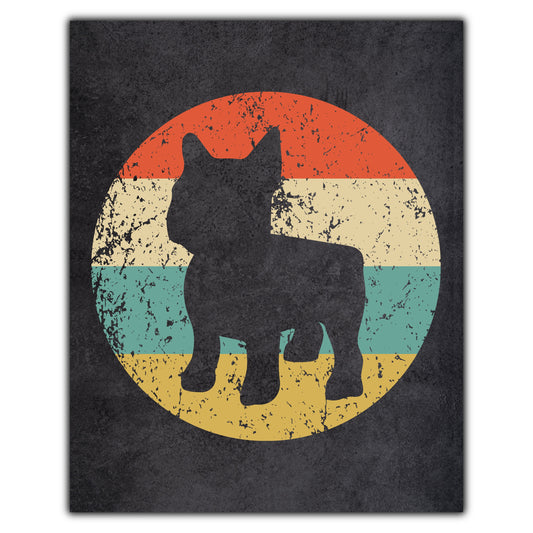 French Bulldog Dog Icon Retro 8"x10" Wall Art Print