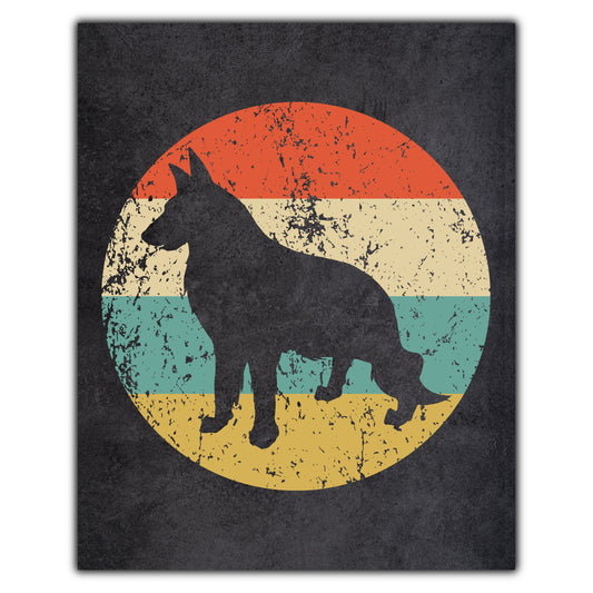 German Shepherd Dog Icon Retro 8"x10" Wall Art Print