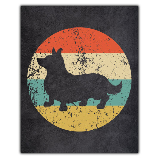 Pembroke Welsh Corgi Dog Icon Retro 8"x10" Wall Art Print