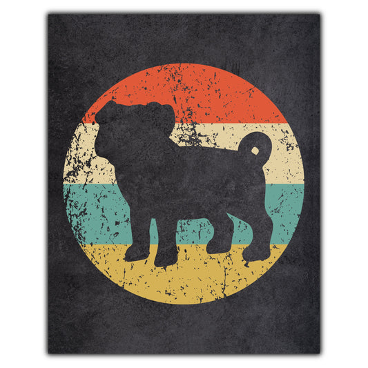 Pug Dog Icon Retro 8"x10" Wall Art Print
