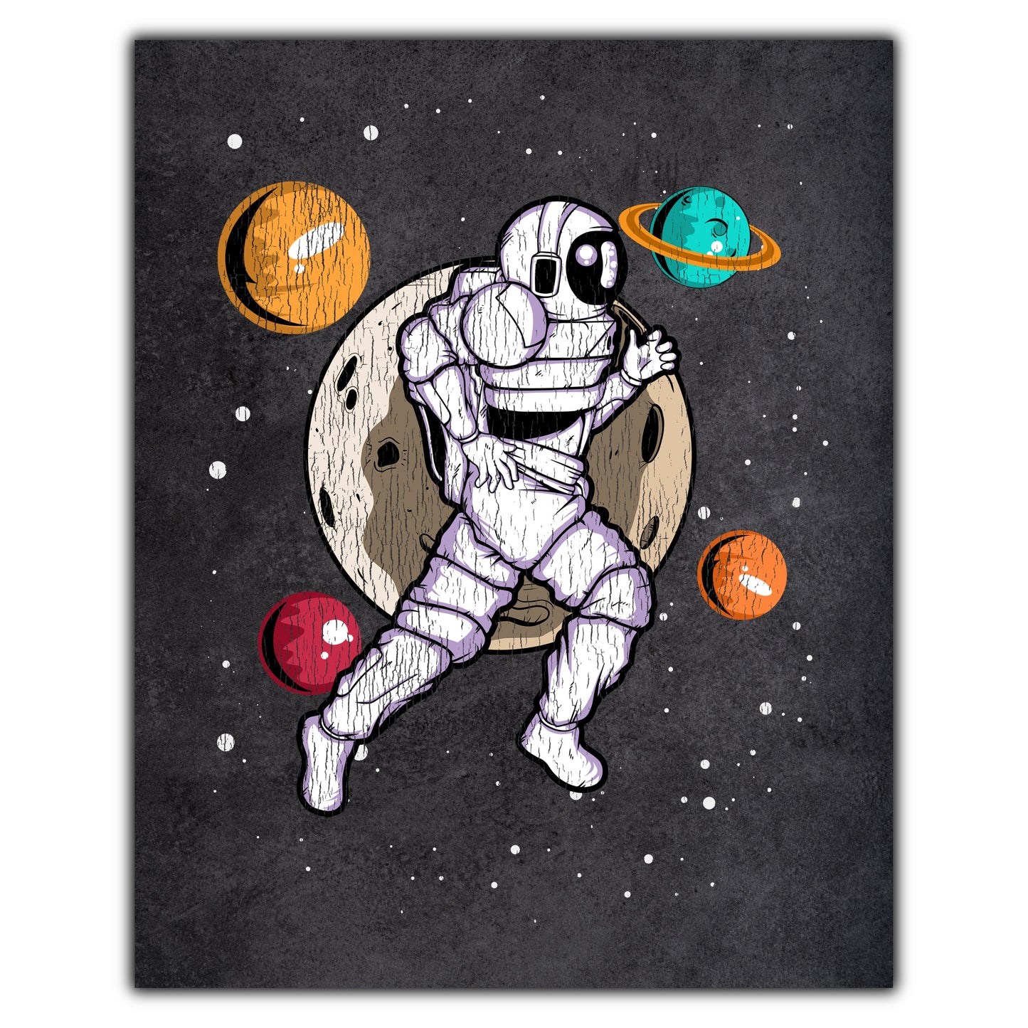 Marathon Runner Astronaut Outer Space Spaceman Running Distressed 8"x10" Wall Art Print