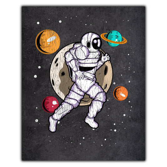 Marathon Runner Astronaut Outer Space Spaceman Running Distressed 8"x10" Wall Art Print