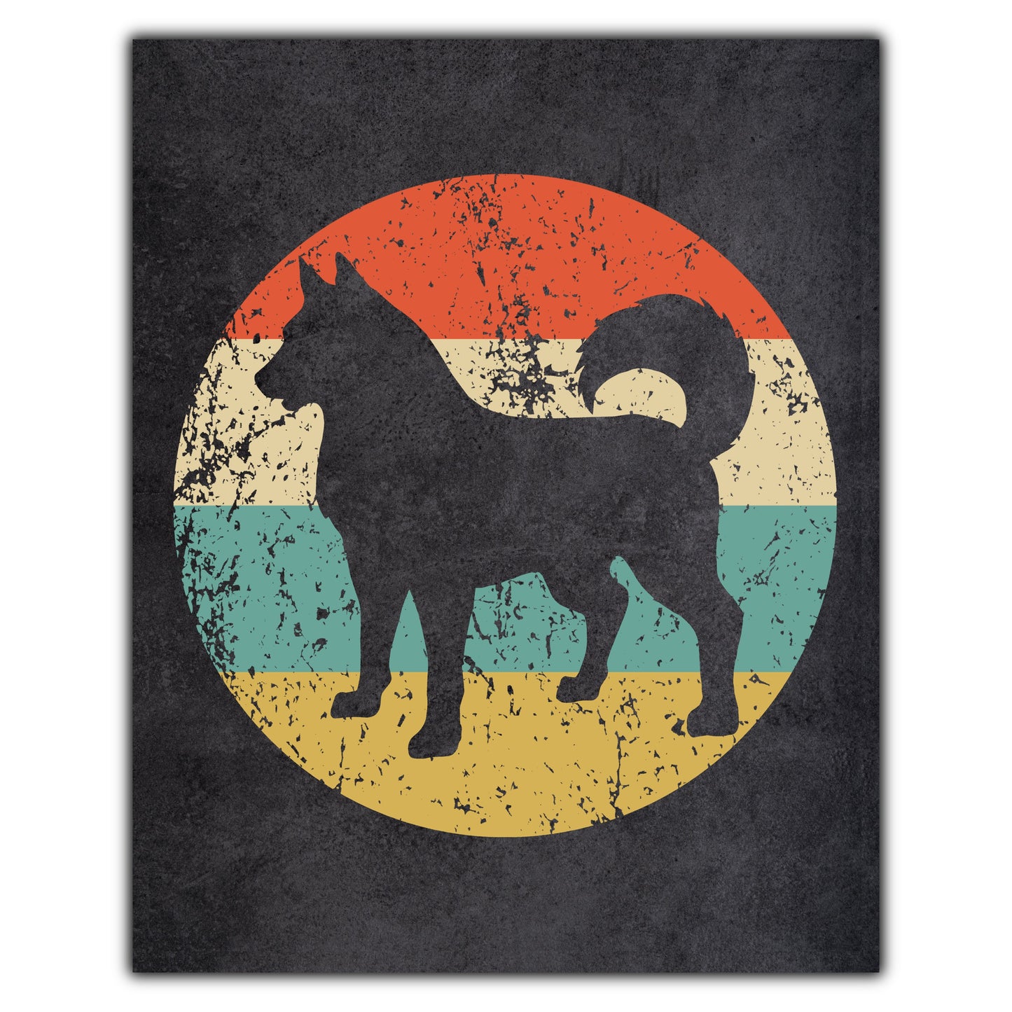 Siberian Husky Dog Icon Retro 8"x10" Wall Art Print