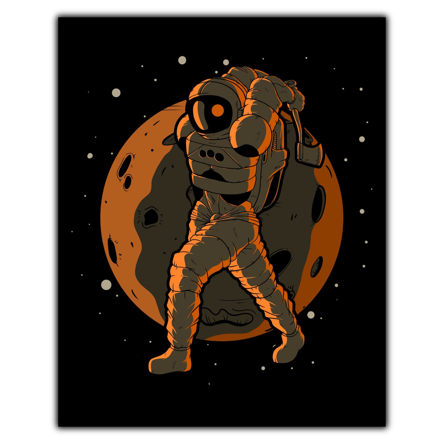 Axe Throwing Astronaut Outer Space Spaceman 8"x10" Wall Art Print
