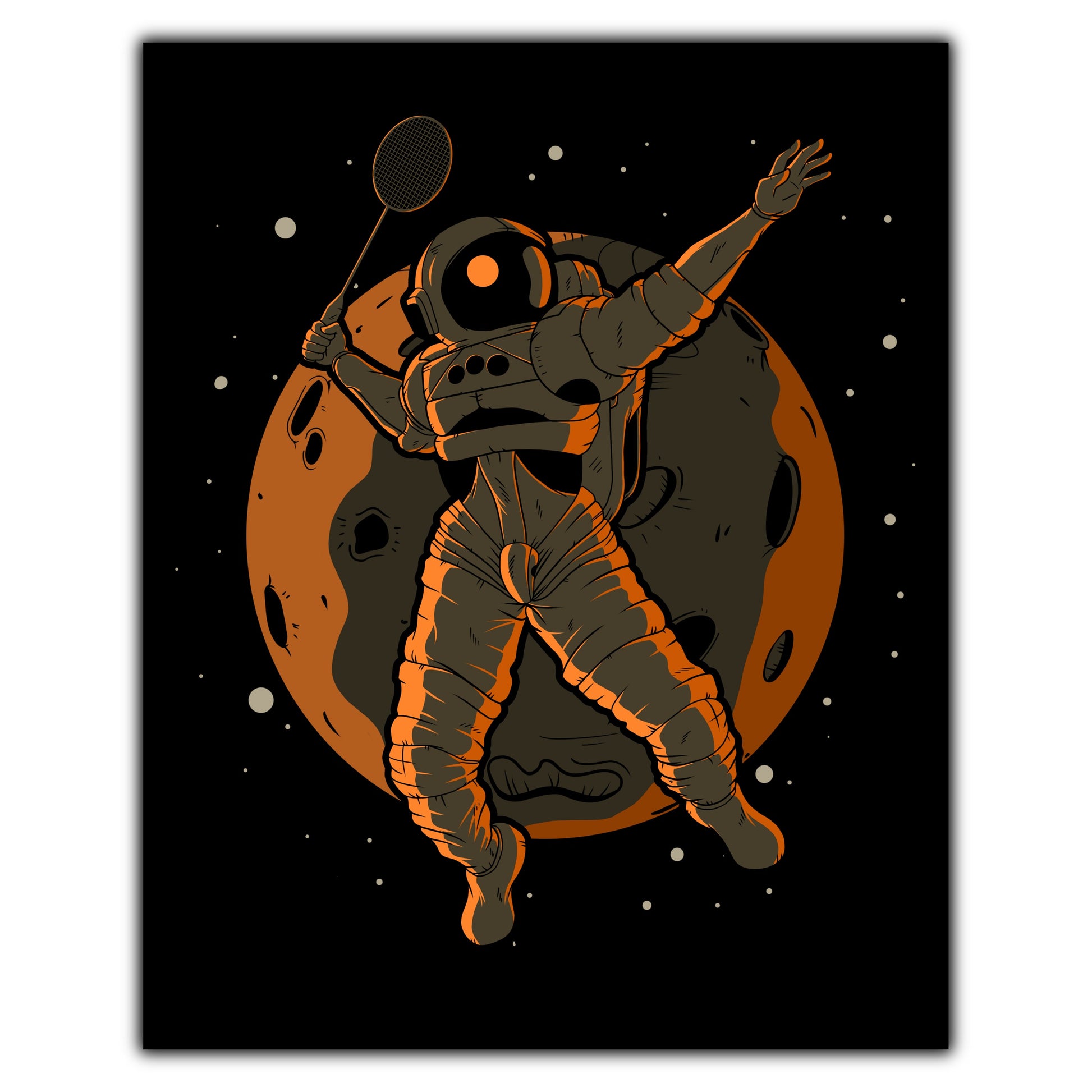 Badminton Astronaut Outer Space Spaceman 8"x10" Wall Art Print
