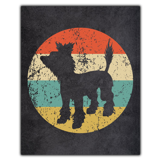 Chinese Crested Dog Icon Retro 8"x10" Wall Art Print