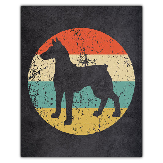 Doberman Dog Icon Retro 8"x10" Wall Art Print