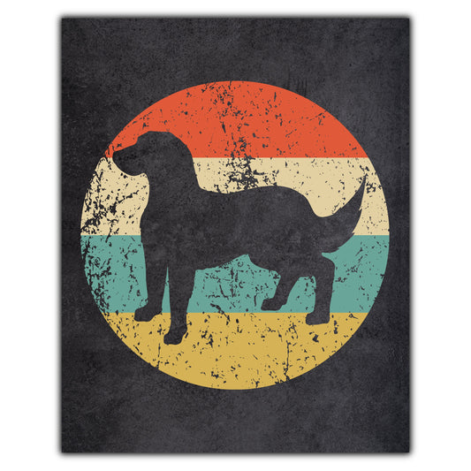 Flat-Coated Retriever Dog Icon Retro 8"x10" Wall Art Print