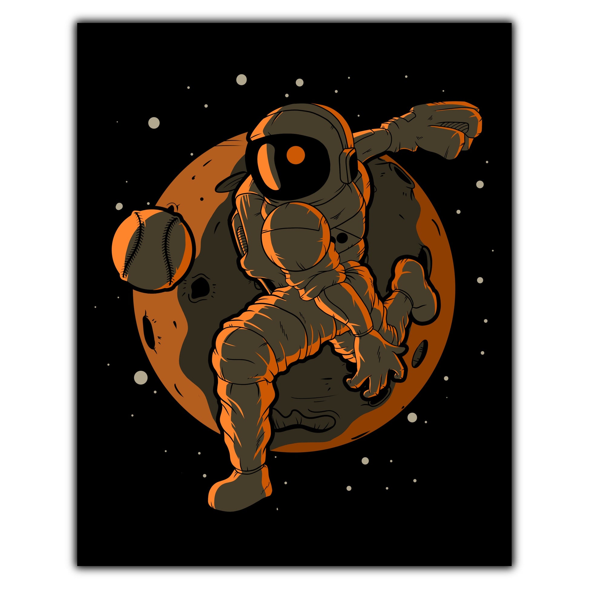 Baseball Pitcher Astronaut Outer Space Spaceman 8"x10" Wall Art Print