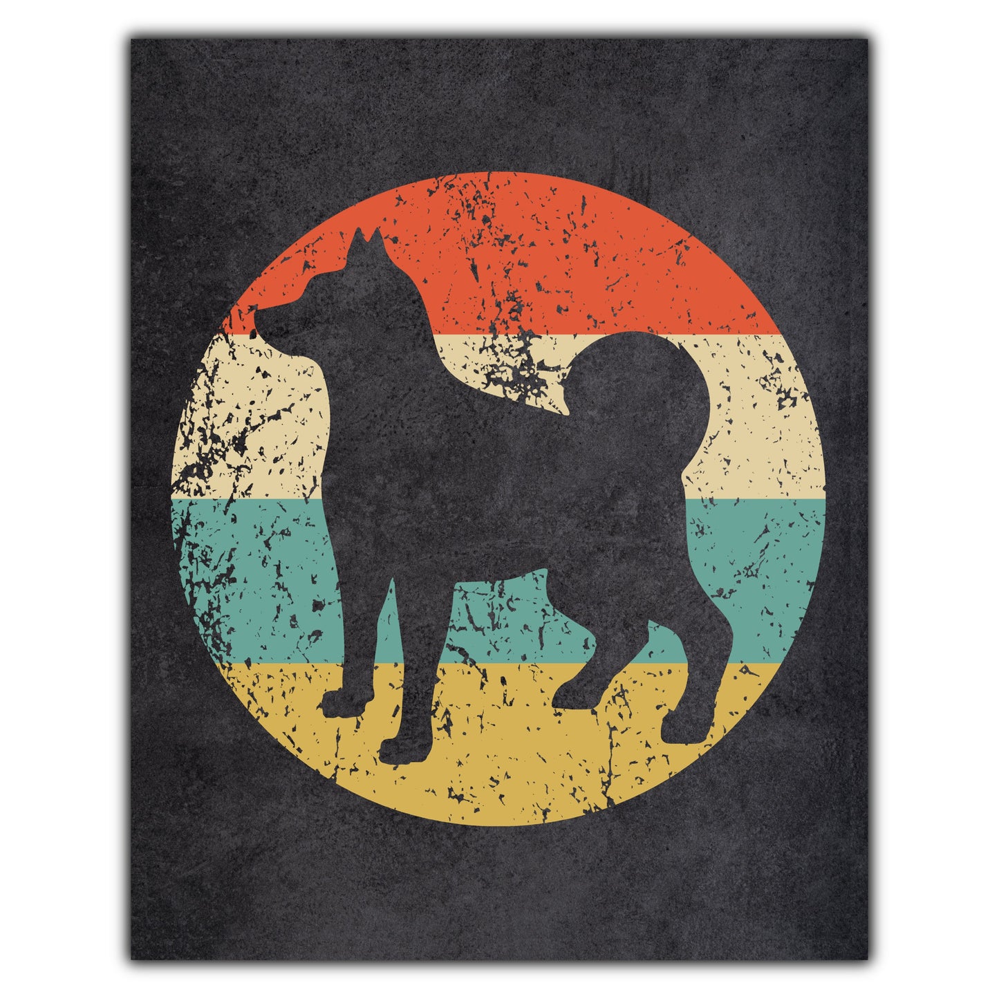 Norwegian Elkhound Dog Icon Retro 8"x10" Wall Art Print