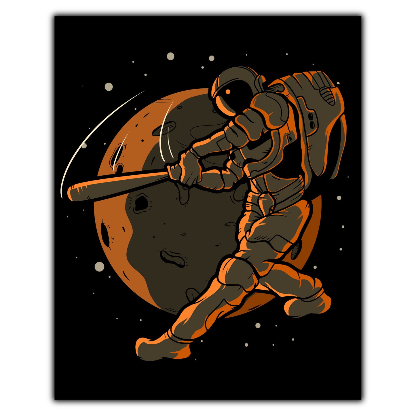 Baseball Batter Astronaut Outer Space Spaceman 8"x10" Wall Art Print
