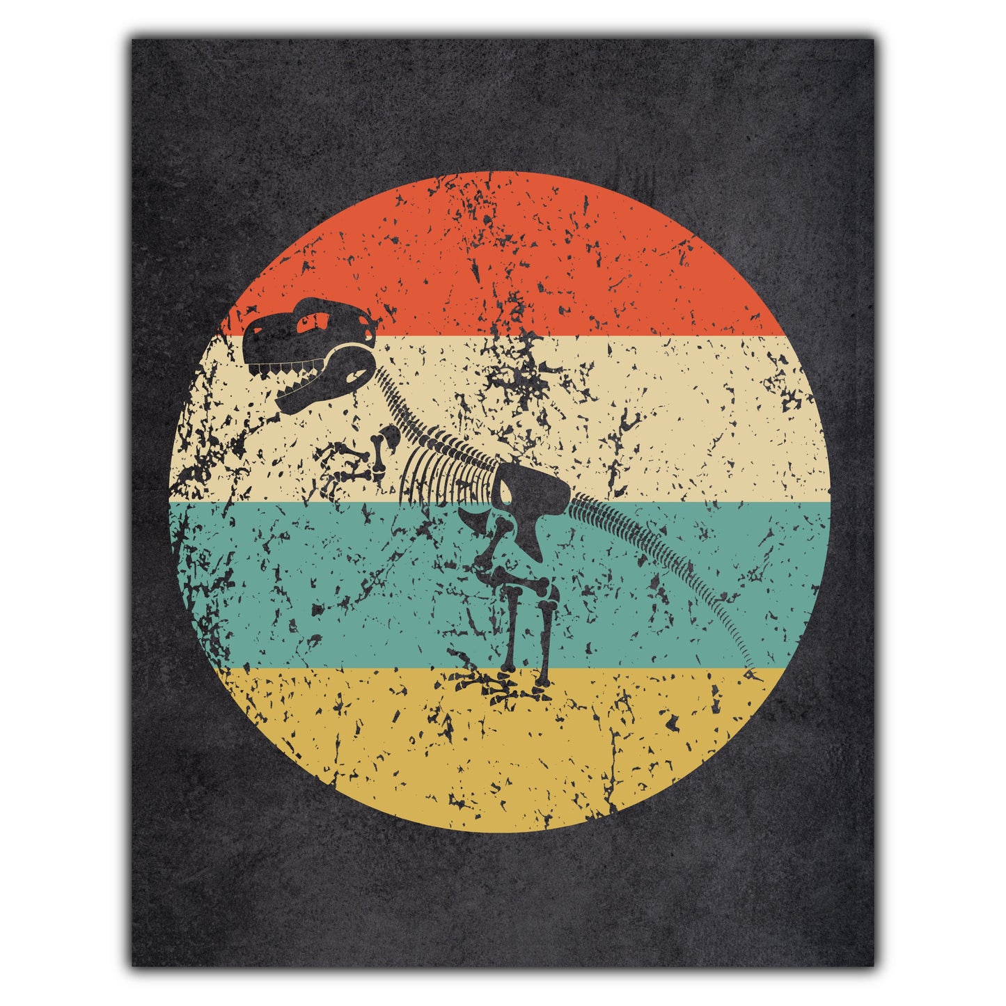 Dinosaur Skeleton Fossil Paleontology Icon Retro 8"x10" Wall Art Print