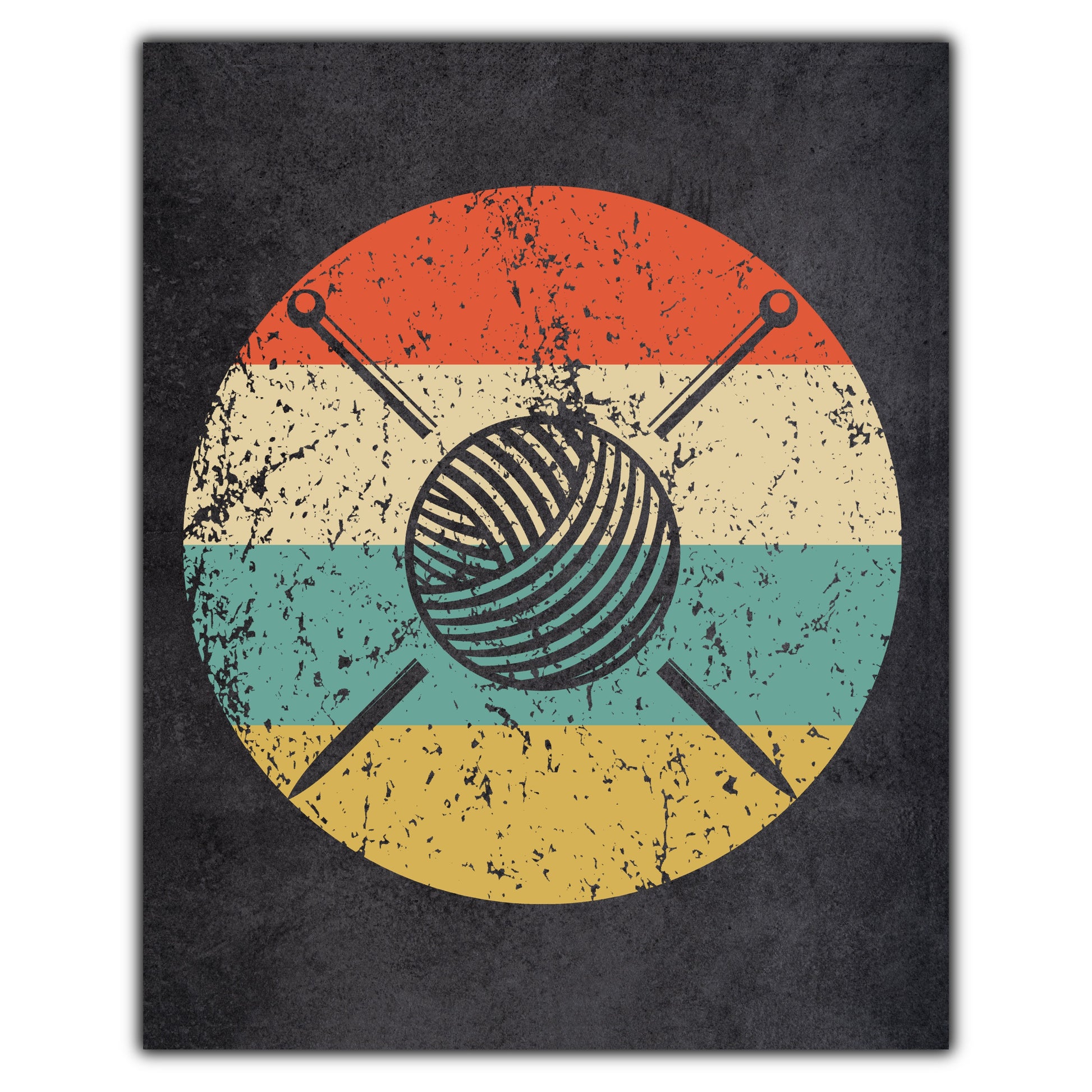 Knitting Yarn Needles Crochet Icon Retro 8"x10" Wall Art Print
