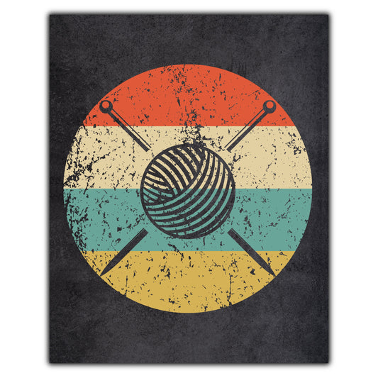 Knitting Yarn Needles Crochet Icon Retro 8"x10" Wall Art Print