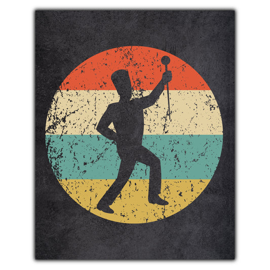 Drum Major Marching Band Icon Retro 8"x10" Wall Art Print