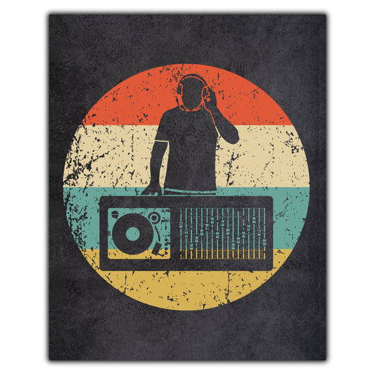 DJ Booth Disc Jockey EDM Music Icon Retro 8"x10" Wall Art Print