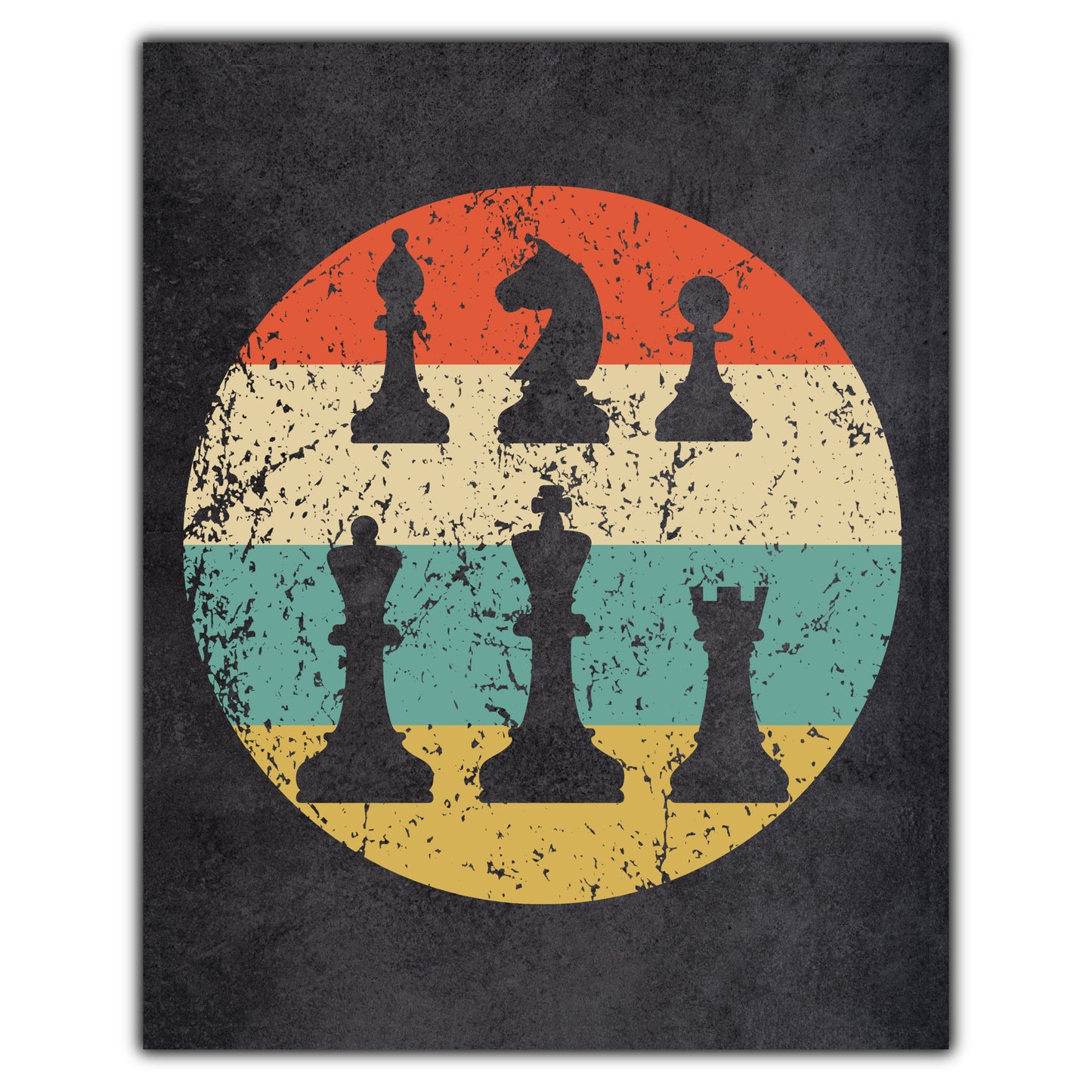 Chess Pieces Icon Retro 8"x10" Wall Art Print