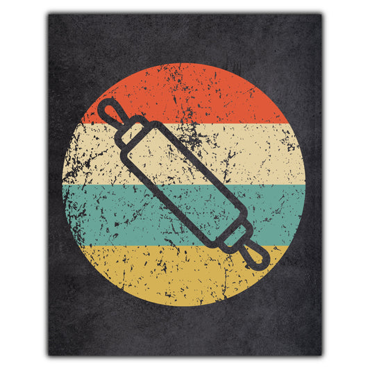 Baking Rolling Pin Icon Retro 8"x10" Wall Art Print