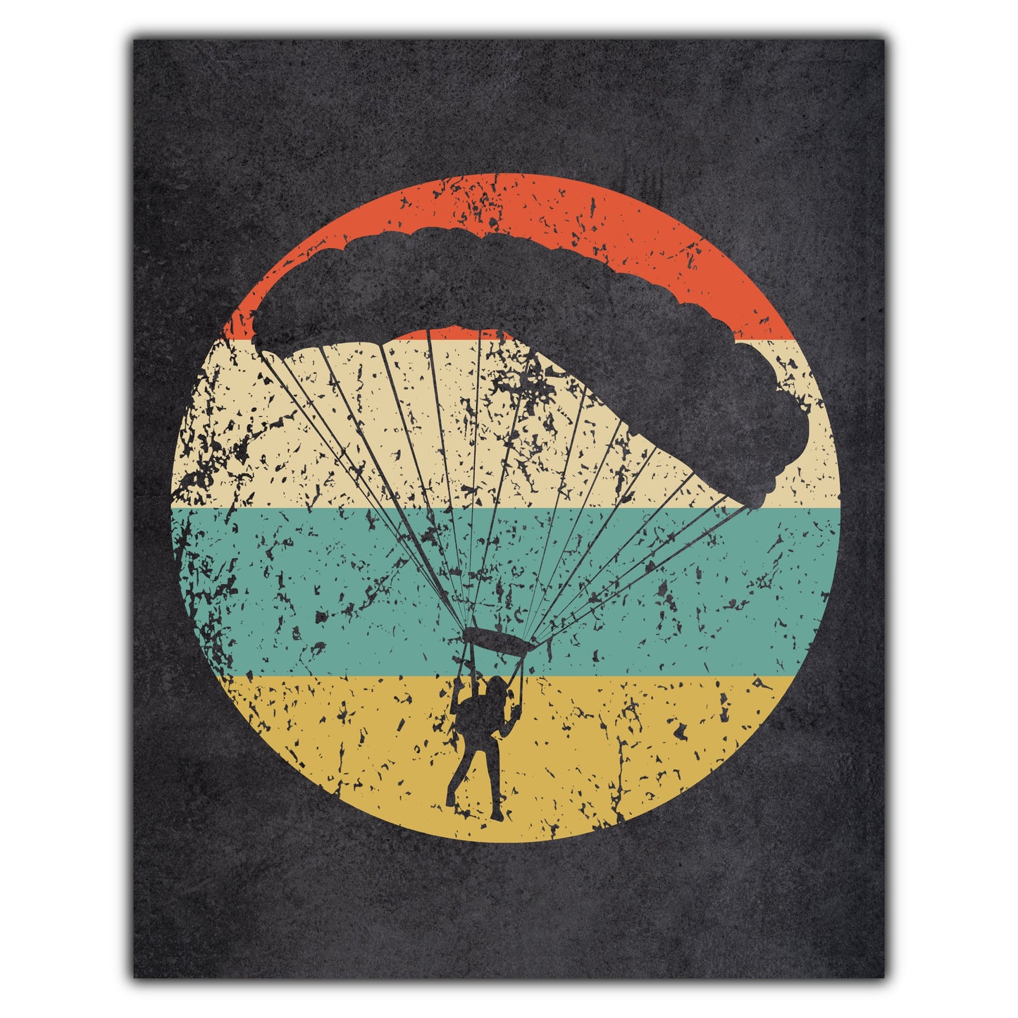 Skydiving Parachute Icon Retro 8"x10" Wall Art Print