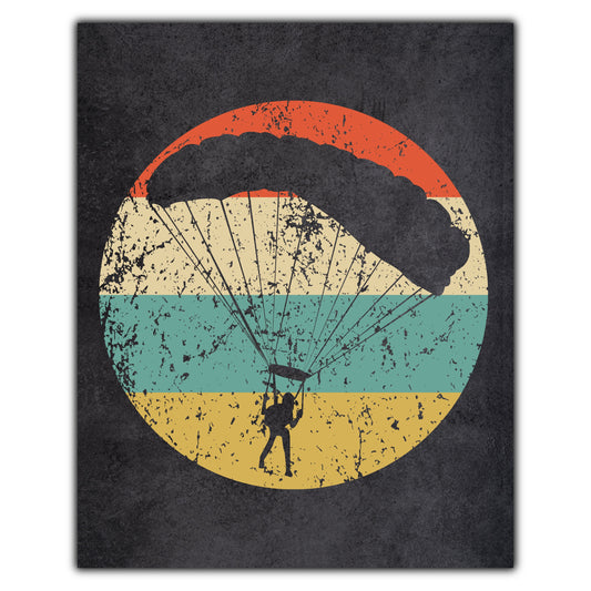 Skydiving Parachute Icon Retro 8"x10" Wall Art Print