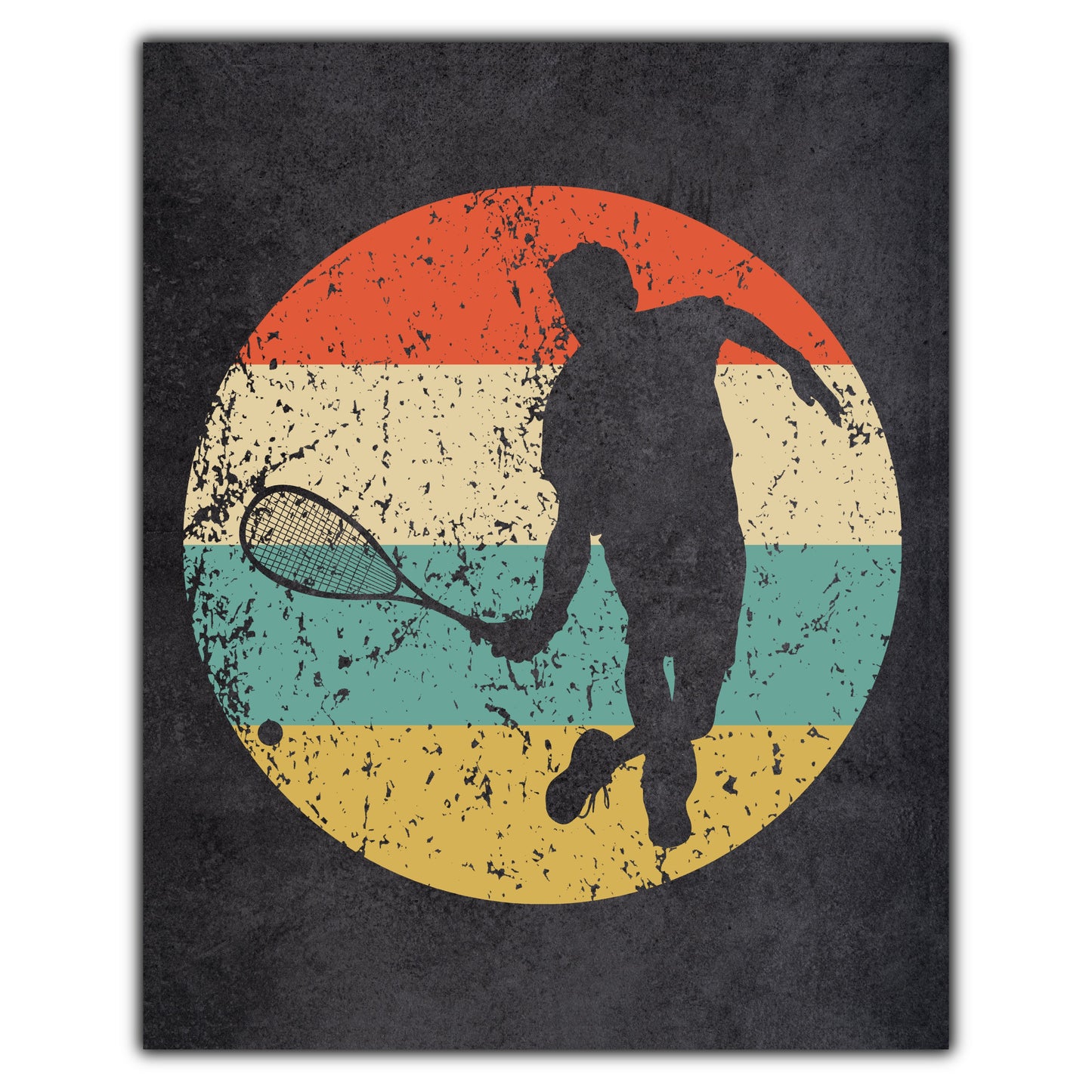 Squash Player Sports Icon Retro 8"x10" Wall Art Print