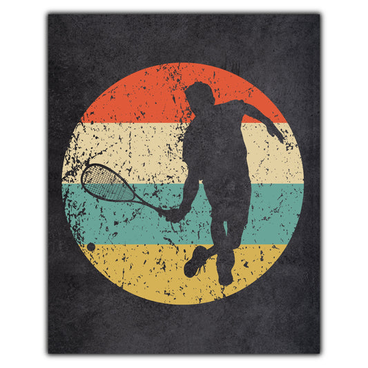 Squash Player Sports Icon Retro 8"x10" Wall Art Print