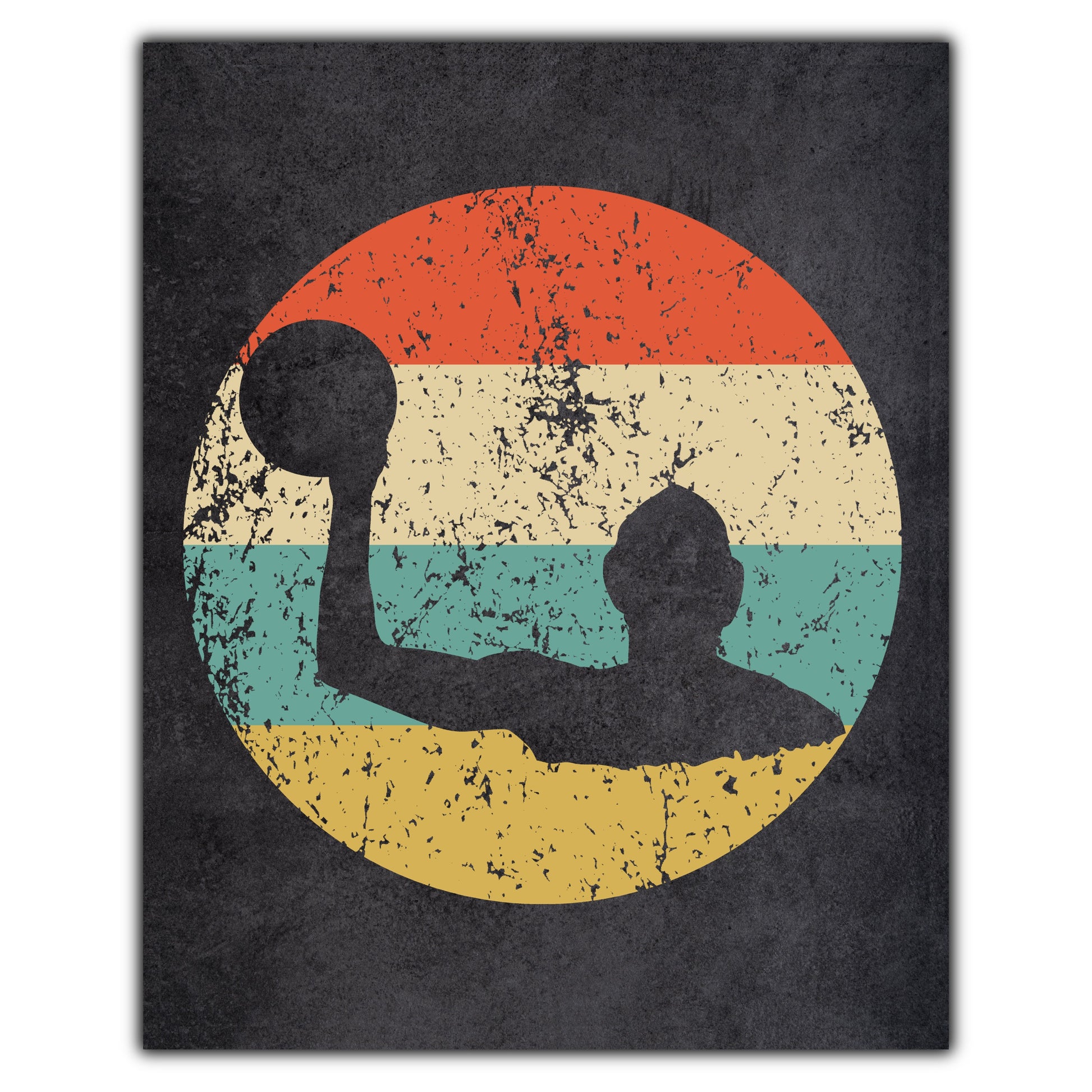 Water Polo Player Sports Icon Retro 8"x10" Wall Art Print