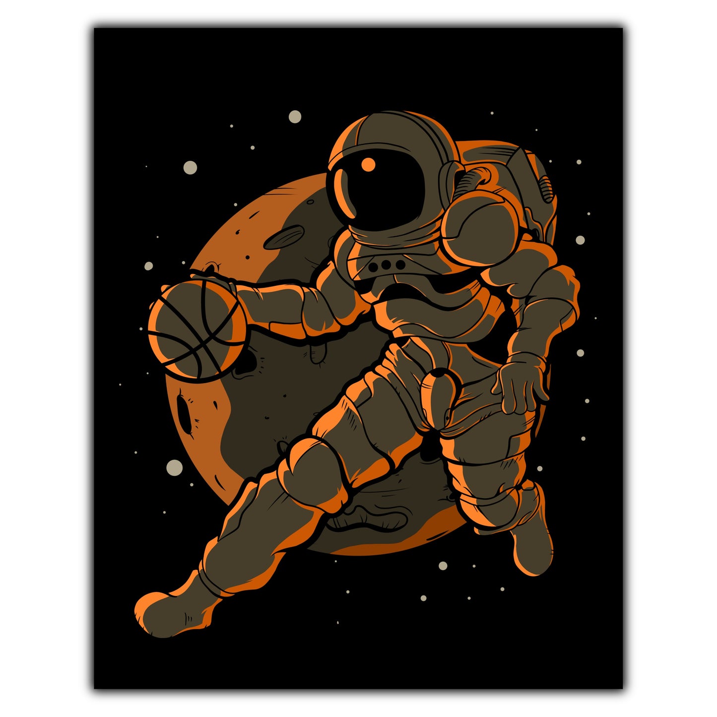 Basketball Astronaut Outer Space Spaceman 8"x10" Wall Art Print
