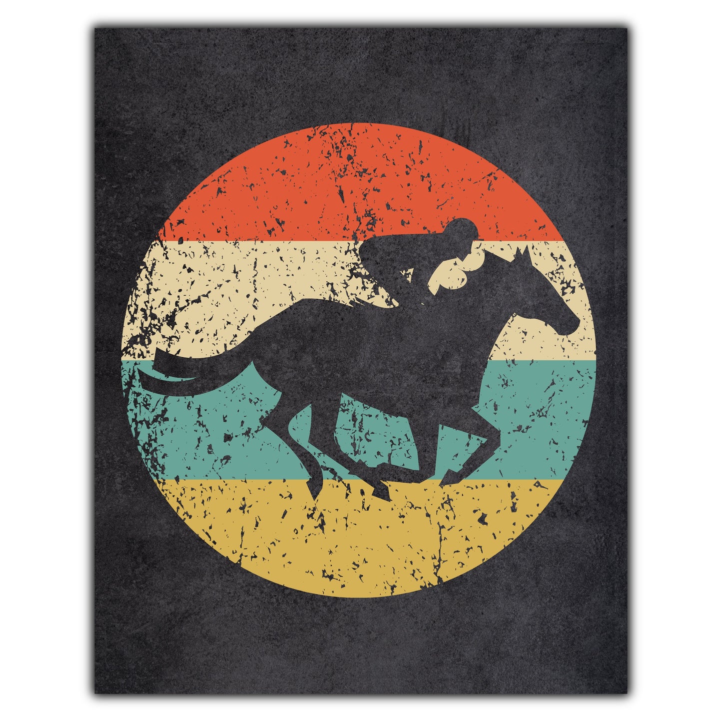 Horse Racing Horseback Rider Icon Retro 8"x10" Wall Art Print
