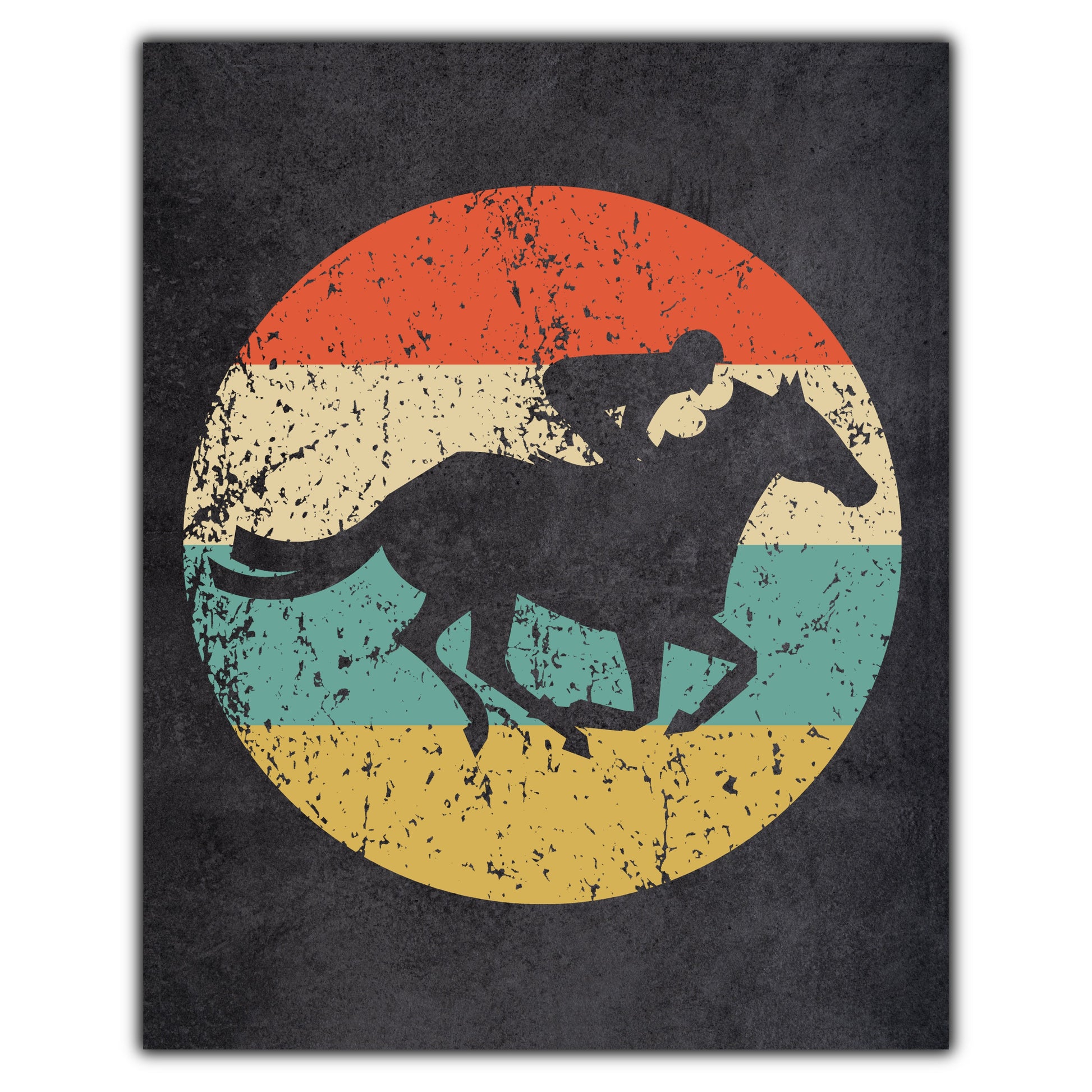 Horse Racing Horseback Rider Icon Retro 8"x10" Wall Art Print
