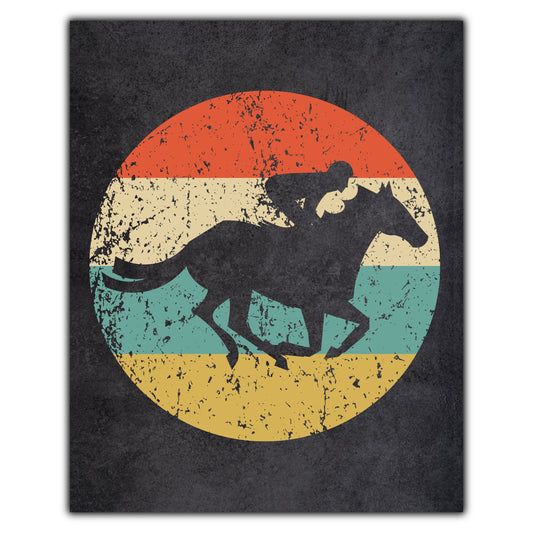 Horse Racing Horseback Rider Icon Retro 8"x10" Wall Art Print